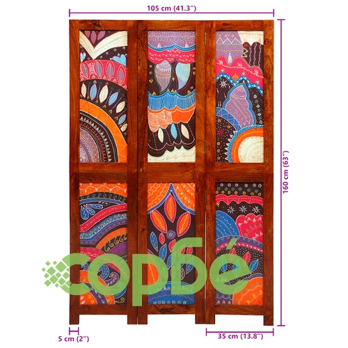 Разделител за стая 3 панела кафяв 105x160 см масивно акациево дърво ➤ топ цена ➤ sorbe.bg