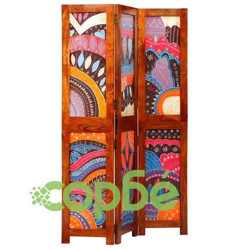 Разделител за стая 3 панела кафяв 105x160 см масивно акациево дърво ➤ топ цена ➤ sorbe.bg