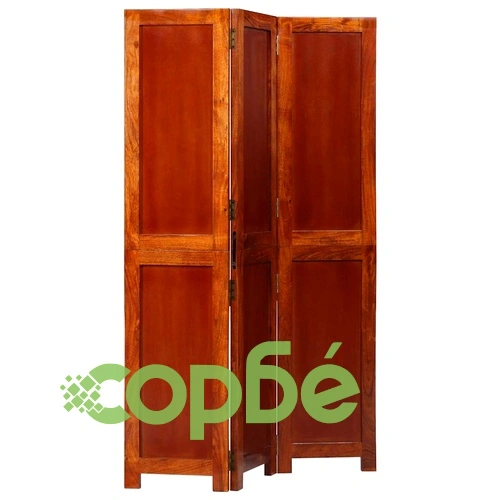 Разделител за стая 3 панела кафяв 105x160 см масивно акациево дърво ➤ топ цена ➤ sorbe.bg