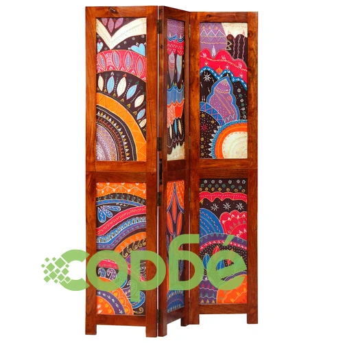 Разделител за стая 3 панела кафяв 105x160 см масивно акациево дърво ➤ топ цена ➤ sorbe.bg