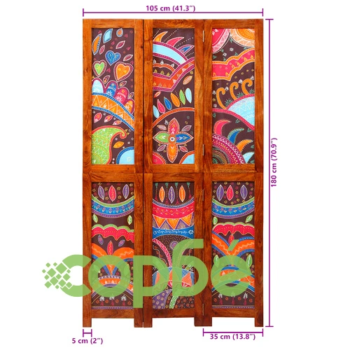 Разделител за стая 3 панела от масивно акациево дърво 105x180 см кафяв ➤ топ цена ➤ sorbe.bg