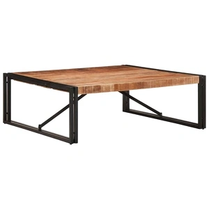 Квадратна масичка за кафе от масивно манго дърво 100x100x35 cm с метална рамка