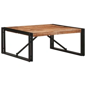 Квадратна масичка за кафе 80x80x35 см от масивно манго дърво с метална рамка