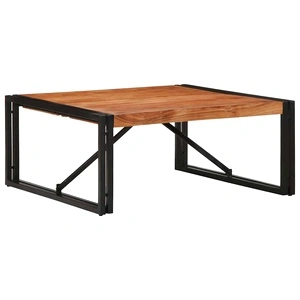 Квадратна масичка за кафе от масивна акация 80x80x35 cm с метална рамка