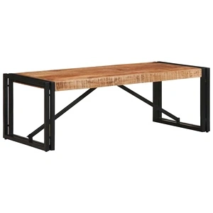 Маса за кафе от масивно мангово дърво, 100x50x35 см, с метална рамка