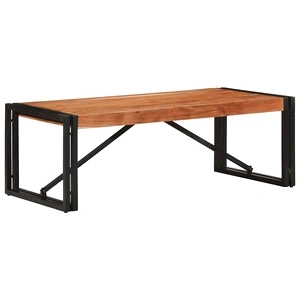 Масичка за Кафе от Масивна Акация 100x50x35 cm с Метална Рамка
