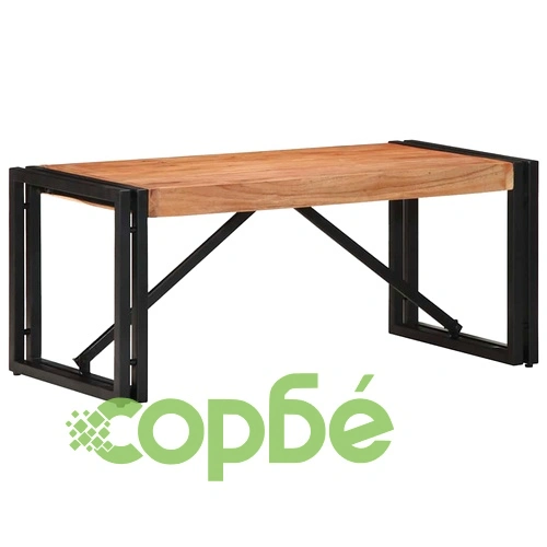 Масичка за кафе от масивна акация 80x40x35 см с метална рамка ➤ топ цена ➤ sorbe.bg