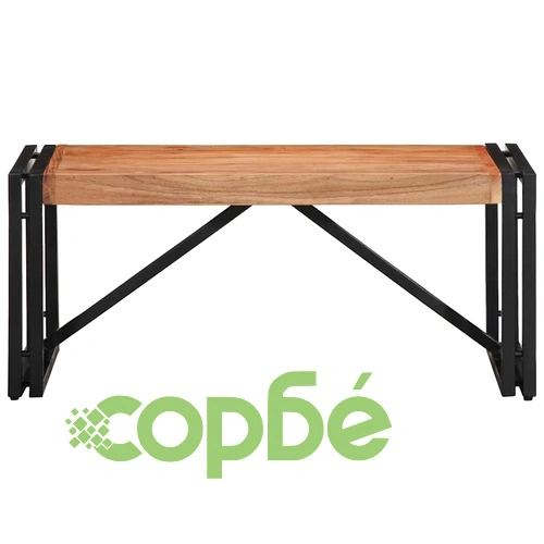 Масичка за кафе от масивна акация 80x40x35 см с метална рамка ➤ топ цена ➤ sorbe.bg
