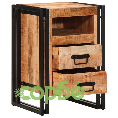 Нощно шкафче от масивно манго дърво 40x40x59 см с правоъгълна форма ➤ топ цена ➤ sorbe.bg