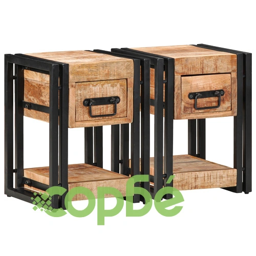 Нощни шкафчета от масивно мангово дърво - комплект 2 бр., 40x40x40 см ➤ топ цена ➤ sorbe.bg