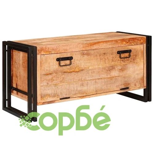 Шкаф за обувки от масивно мангово дърво, кафяв, 90 x 38 x 45 см ➤ топ цена ➤ sorbe.bg