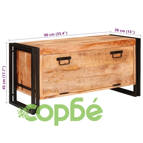 Шкаф за обувки от масивно мангово дърво, кафяв, 90 x 38 x 45 см ➤ топ цена ➤ sorbe.bg