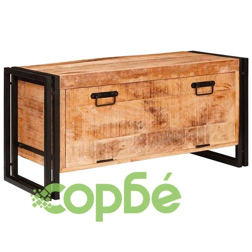 Шкаф за обувки от масивно мангово дърво, кафяв, 90 x 38 x 45 см ➤ топ цена ➤ sorbe.bg