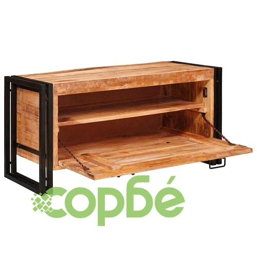Шкаф за обувки от масивно мангово дърво, кафяв, 90 x 38 x 45 см ➤ топ цена ➤ sorbe.bg
