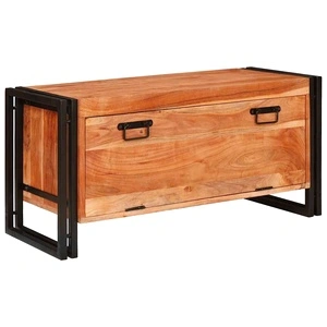 Шкаф за обувки от масивно акациево дърво, кафяв, 90 x 38 x 45 см