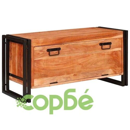 Шкаф за обувки от масивно акациево дърво, кафяв, 90 x 38 x 45 см ➤ топ цена ➤ sorbe.bg