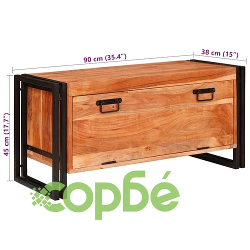 Шкаф за обувки от масивно акациево дърво, кафяв, 90 x 38 x 45 см ➤ топ цена ➤ sorbe.bg