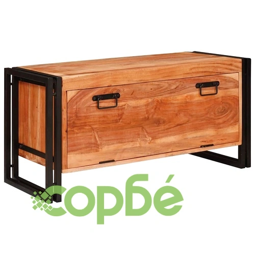 Шкаф за обувки от масивно акациево дърво, кафяв, 90 x 38 x 45 см ➤ топ цена ➤ sorbe.bg