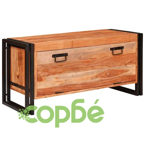Шкаф за обувки от масивно акациево дърво, кафяв, 90 x 38 x 45 см ➤ топ цена ➤ sorbe.bg