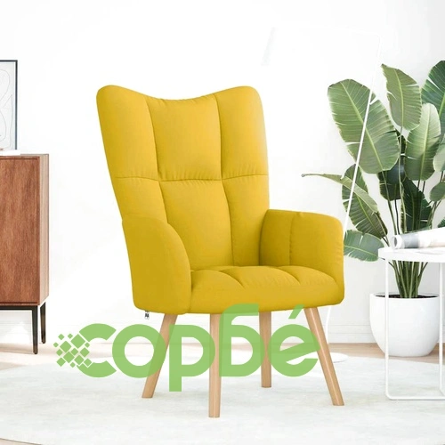 Релакс стол светложълт полиестер 61,5x69x95,5 см ➤ топ цена ➤ sorbe.bg