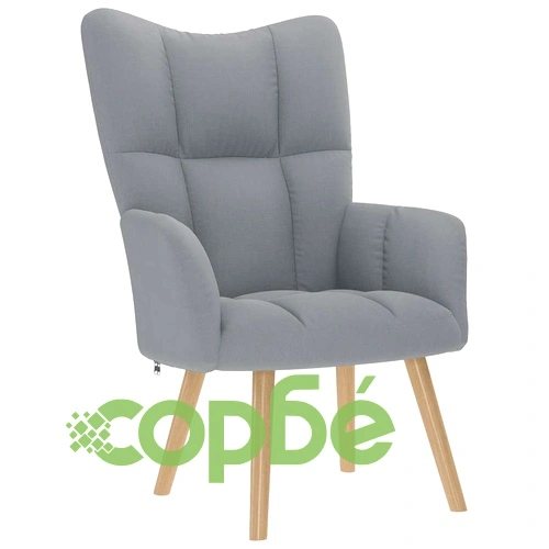 Релаксиращ стол с табуретка от текстил, светлосив, 61,5 x 69 x 95,5 см ➤ топ цена ➤ sorbe.bg