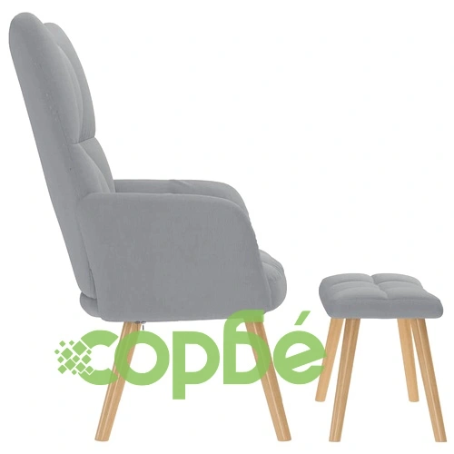 Релаксиращ стол с табуретка от текстил, светлосив, 61,5 x 69 x 95,5 см ➤ топ цена ➤ sorbe.bg