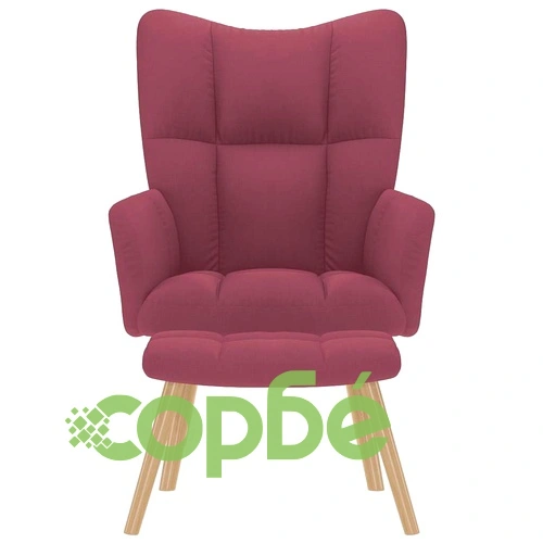 Релаксиращ стол с табуретка от текстил, виненочервен, 110 кг натоварване ➤ топ цена ➤ sorbe.bg