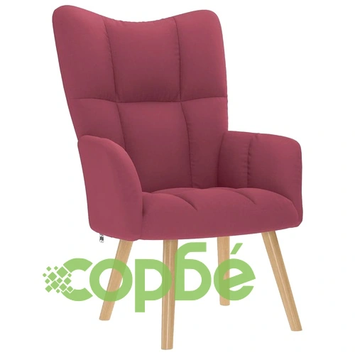 Релаксиращ стол с табуретка от текстил, виненочервен, 110 кг натоварване ➤ топ цена ➤ sorbe.bg