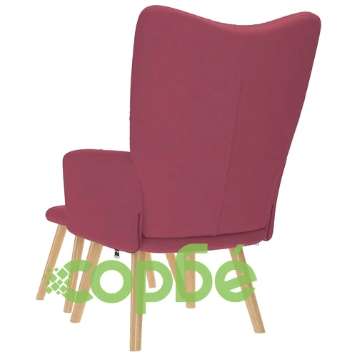 Релаксиращ стол с табуретка от текстил, виненочервен, 110 кг натоварване ➤ топ цена ➤ sorbe.bg