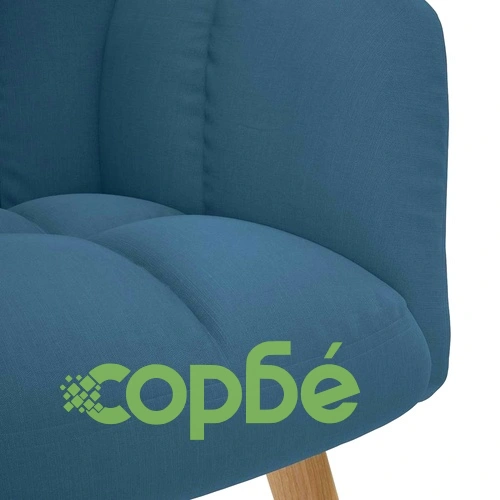 Релаксиращ стол с табуретка, син, 100% полиестер, 61,5 x 69 x 95,5 см ➤ топ цена ➤ sorbe.bg