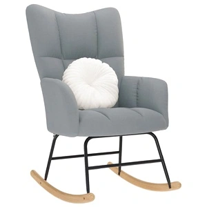 Люлеещ стол от текстил в светлосив цвят с дървена и метална рамка, 61 x 78 x 95 см