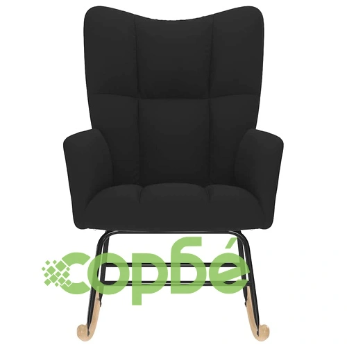 Люлеещ се стол от текстил, черен, с метална и дървена рамка, 61x78x95 см ➤ топ цена ➤ sorbe.bg