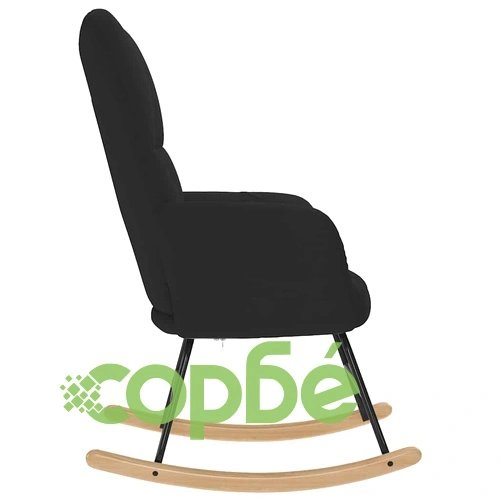 Люлеещ се стол от текстил, черен, с метална и дървена рамка, 61x78x95 см ➤ топ цена ➤ sorbe.bg