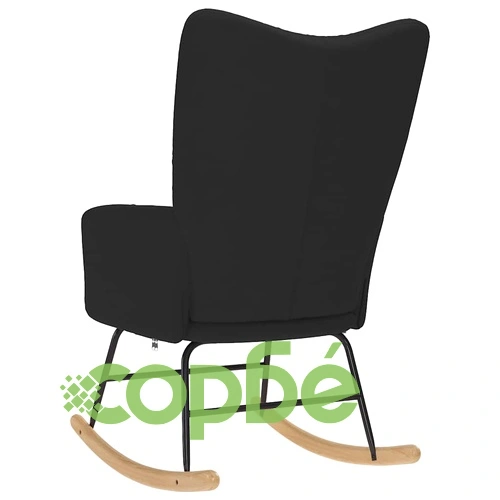 Люлеещ се стол от текстил, черен, с метална и дървена рамка, 61x78x95 см ➤ топ цена ➤ sorbe.bg