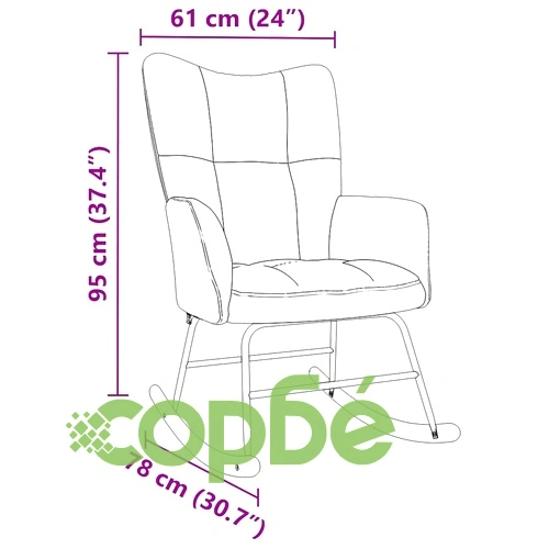 Люлеещ се стол от текстил, черен, с метална и дървена рамка, 61x78x95 см ➤ топ цена ➤ sorbe.bg