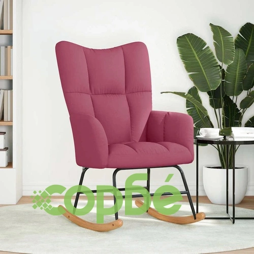 Луксозен люлеещ се стол от текстил в елегантен виненочервен цвят ➤ топ цена ➤ sorbe.bg