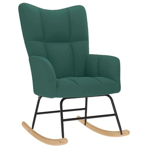 Луксозен люлеещ се стол от текстил, тъмнозелен, 61 x 78 x 95 см