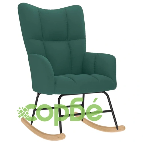 Луксозен люлеещ се стол от текстил, тъмнозелен, 61 x 78 x 95 см ➤ топ цена ➤ sorbe.bg