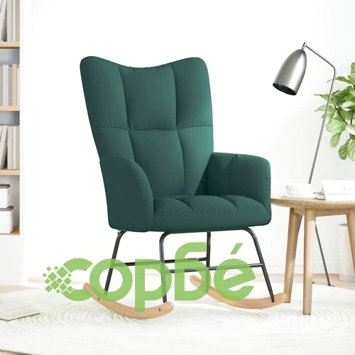 Луксозен люлеещ се стол от текстил, тъмнозелен, 61 x 78 x 95 см ➤ топ цена ➤ sorbe.bg