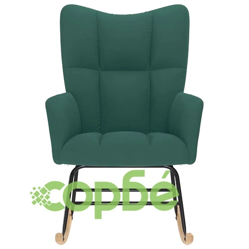 Луксозен люлеещ се стол от текстил, тъмнозелен, 61 x 78 x 95 см ➤ топ цена ➤ sorbe.bg