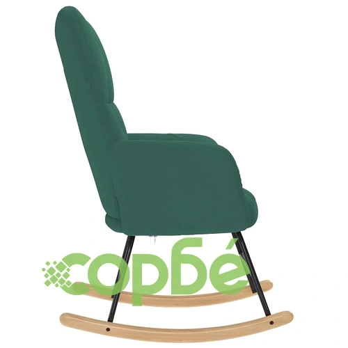 Луксозен люлеещ се стол от текстил, тъмнозелен, 61 x 78 x 95 см ➤ топ цена ➤ sorbe.bg