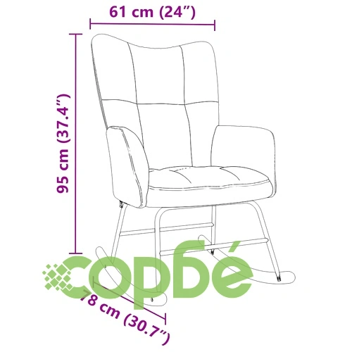 Луксозен люлеещ се стол от текстил, тъмнозелен, 61 x 78 x 95 см ➤ топ цена ➤ sorbe.bg