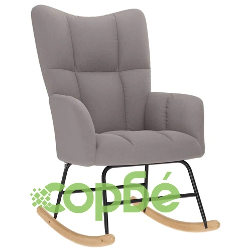 Луксозен люлеещ се стол в цвят таупе, полиестерен текстил, с дървена и метална рамка ➤ топ цена ➤ sorbe.bg