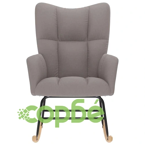 Луксозен люлеещ се стол в цвят таупе, полиестерен текстил, с дървена и метална рамка ➤ топ цена ➤ sorbe.bg