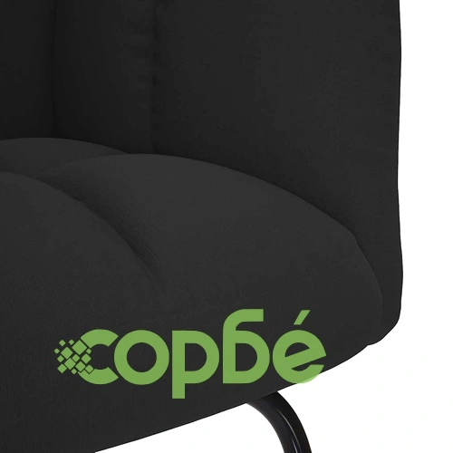 Люлеещ се стол с табуретка от черен полиестерен плат, дървена и метална рамка ➤ топ цена ➤ sorbe.bg