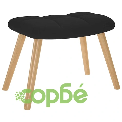 Люлеещ се стол с табуретка от черен полиестерен плат, дървена и метална рамка ➤ топ цена ➤ sorbe.bg