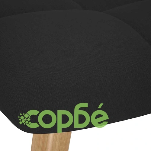 Люлеещ се стол с табуретка от черен полиестерен плат, дървена и метална рамка ➤ топ цена ➤ sorbe.bg