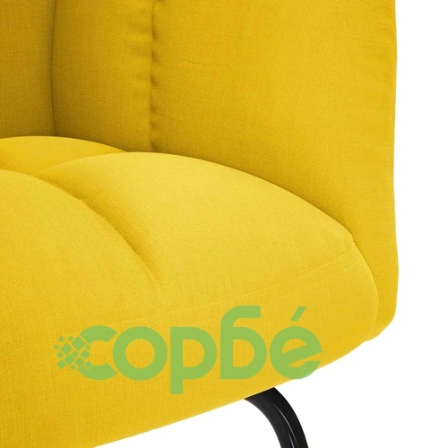 Луксозен люлеещ се стол с табуретка за крака от светложълта полиестерна тъкан ➤ топ цена ➤ sorbe.bg