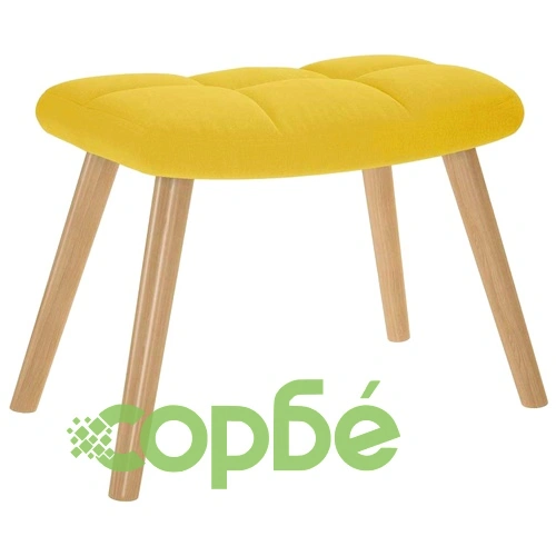 Луксозен люлеещ се стол с табуретка за крака от светложълта полиестерна тъкан ➤ топ цена ➤ sorbe.bg