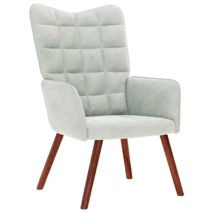 Релакс стол от кадифе в светлосив цвят, 61,5 x 69 x 95,5 см